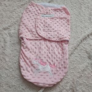 Petite L'amour Soft Cozy Pink Baby Unicorn Swaddle